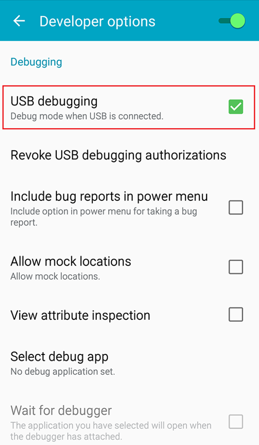 Developer options as displayed in Android 5.0 (Lollipop) - Samsung Galaxy Note 3