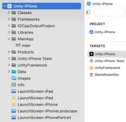 Unity iOS Xcode project structure