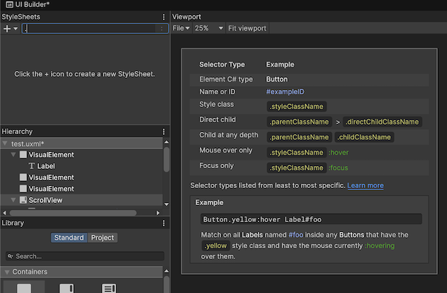 USS selector reference when creating a new selector.