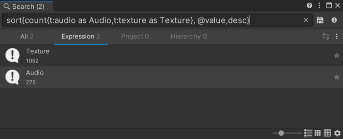 One result is called Texture, and the other is called Audio