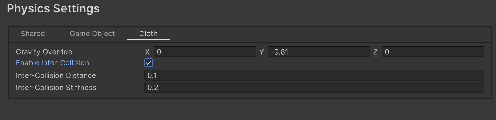 Enable intercollision behavior in the Physics settings