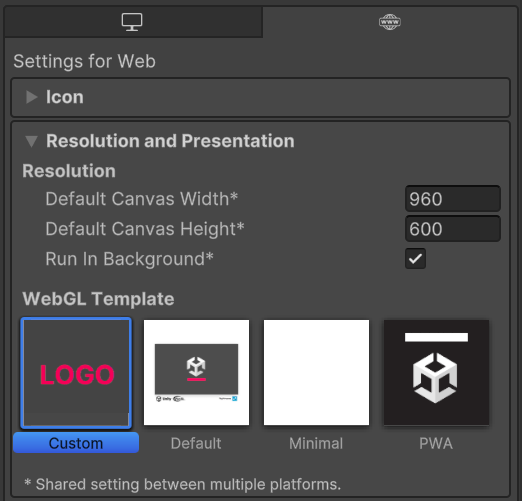 Image of Resolution and Presentation window with custom template