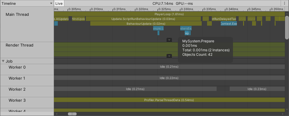 Profiler sample with metadata in Timeline View.