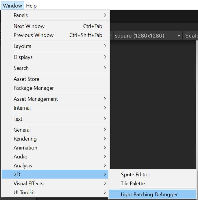 Opening the Light Batching Debugger window