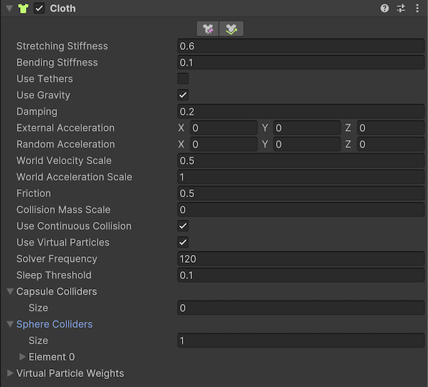 The Cloth component.