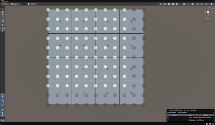 Selected particles are green