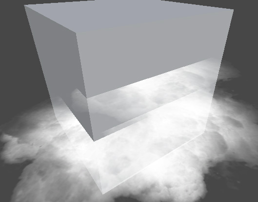 Soft particles disabled, with visible intersections with the scene.