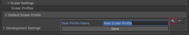 Create a new Scaler Profile in the Adaptive Performance provider settings.