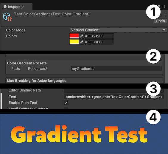 Example of creating and applying a gradient to text in UI Toolkit