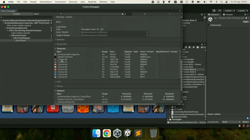 The uber shader renders as one draw call.