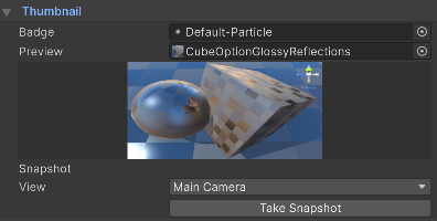 The Thumbnail section of the scene template Inspector window.