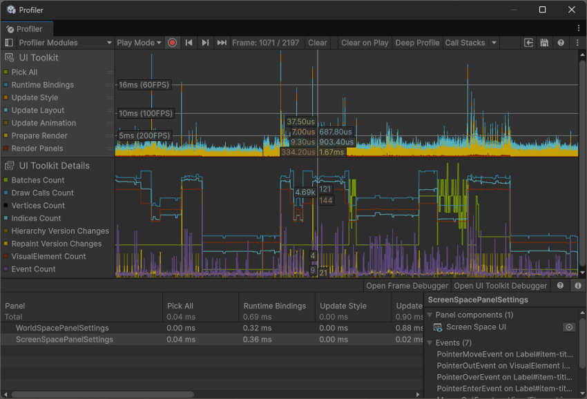 The UI Toolkit profiler module