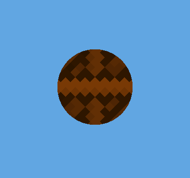 A circular mask, with a crate sprite set to Visible Inside Mask. The parts of the sprite outside the mask are hidden.