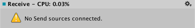 The AudioGroup Inspector window displays a Receive unit.