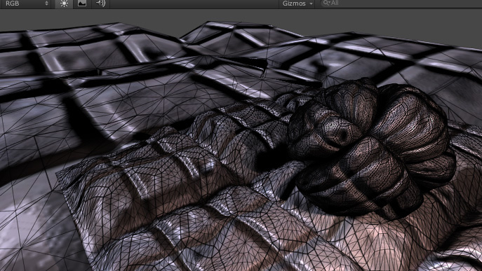 The tesselation factors depend on the distance of each vertex to the camera.