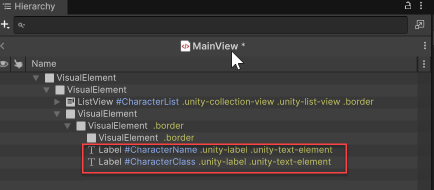 Add labels for name and class