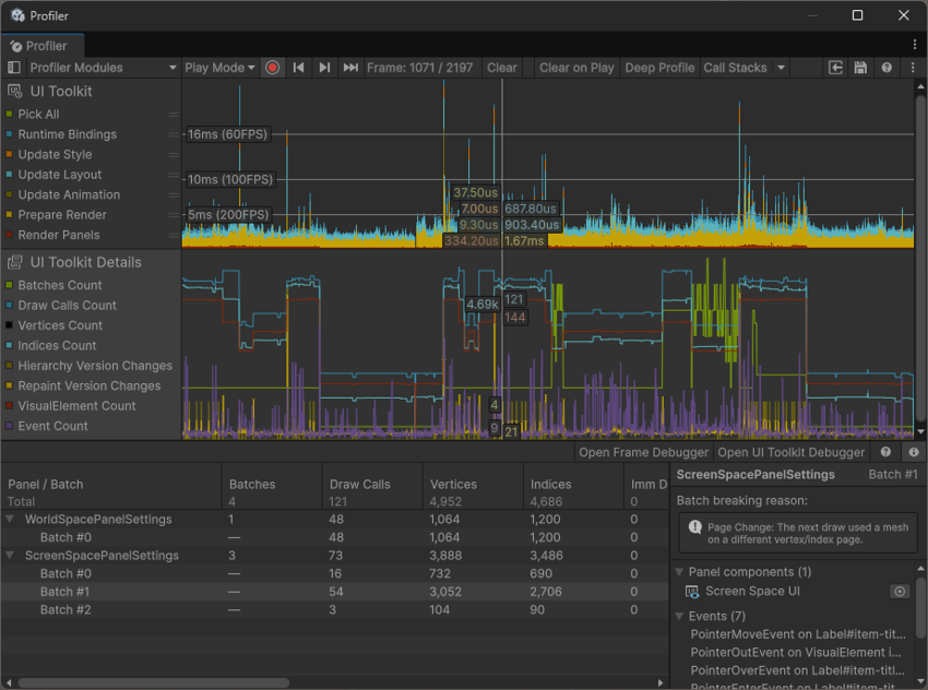 The UI Toolkit Details profiler module