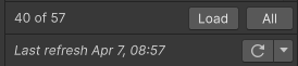 On the left, the load bar displays the number of My Assets packages loaded and the total number available.