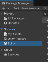 Switch the list context to Built-in packages