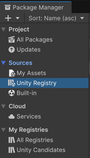 Select the Unity Registry context