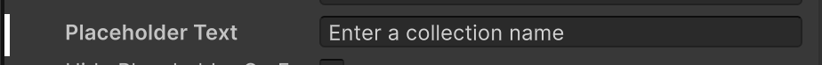A UxmlAttributeField in the Inspector showing a label and a value with override affordance