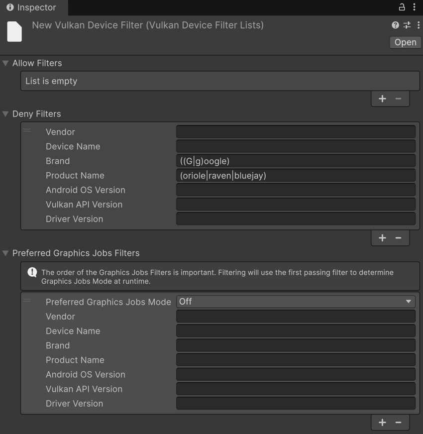 Vulkan Device Filtering Asset