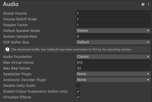 Audio settings