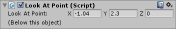 The component in the Inspector now includes information about the targets location relative to the GameObject