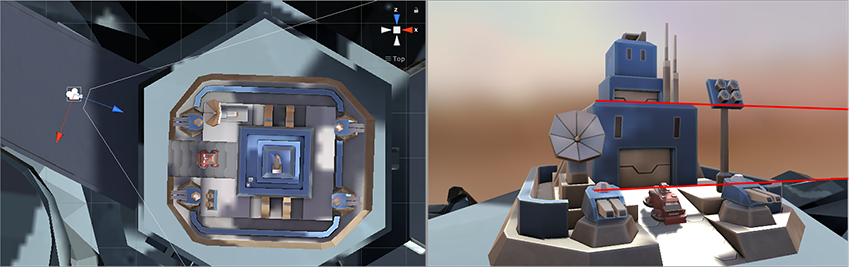 Rotating the camera to frame the building causes horizontal lines to converge. 