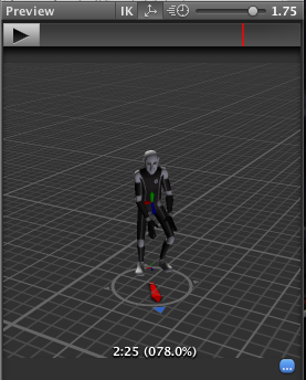 The character at 0.78 into the animation clip.