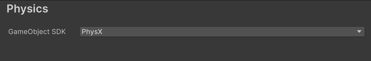 Physics Inspector settings.