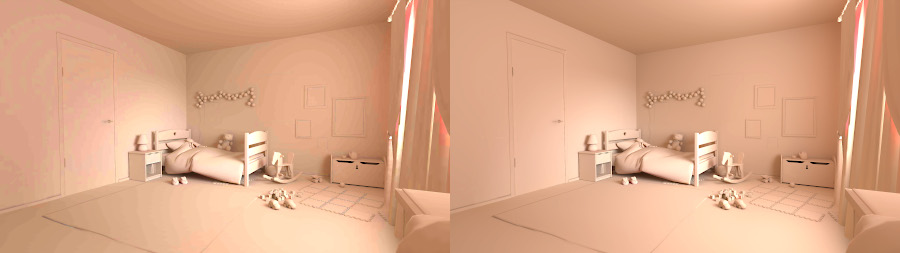 Banding artifacts introduced by low-quality compression on Android platform (left)
