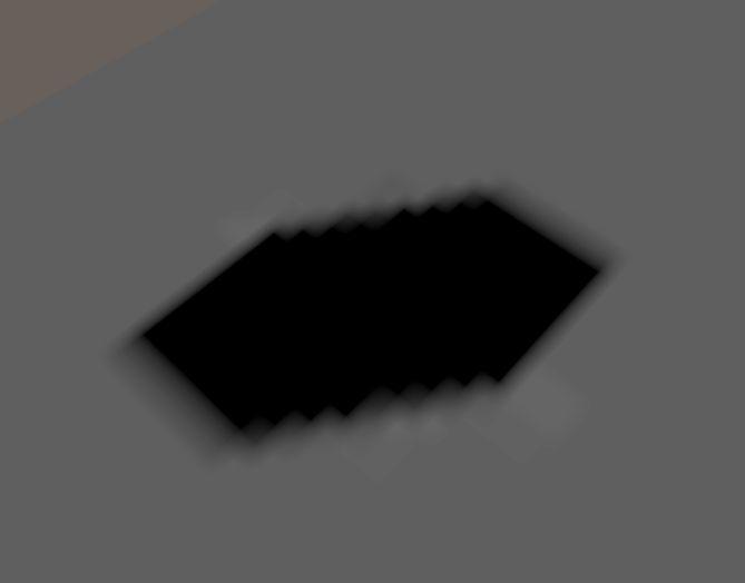 A black hexagonal shadow that has jagged edges, without bicubic sampling