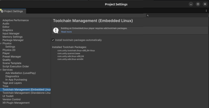 Installed packages in Toolchain Management (Embedded Linux)