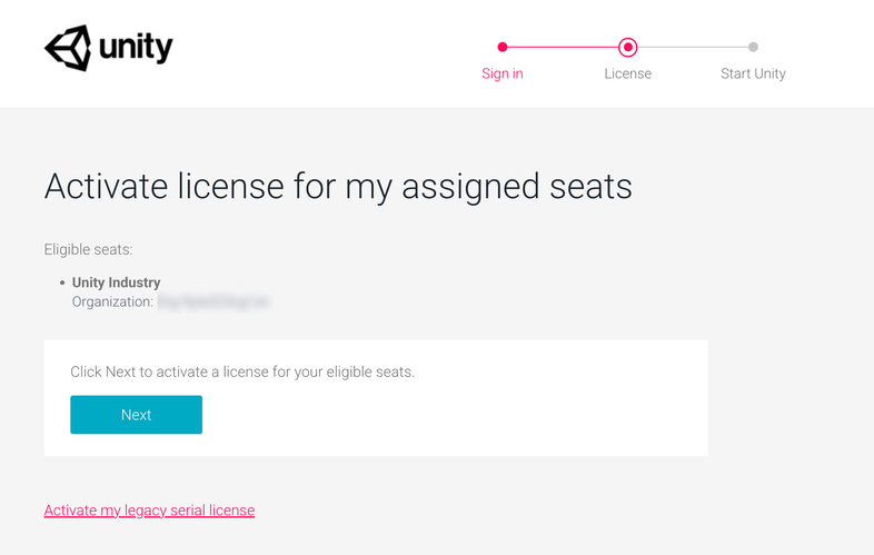 Activate license for my assigned seats page.