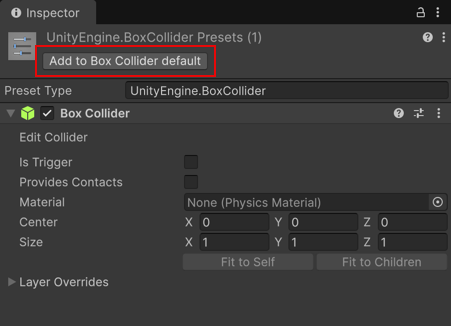 Preset Manager window