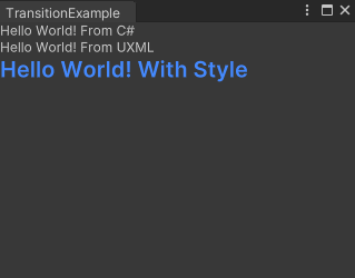 A Unity Editor window with text that rotates when the mouse cursor hovers over it.