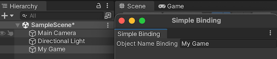 Displays a Unity Editor window with a custom field to change the name of a GameObject.