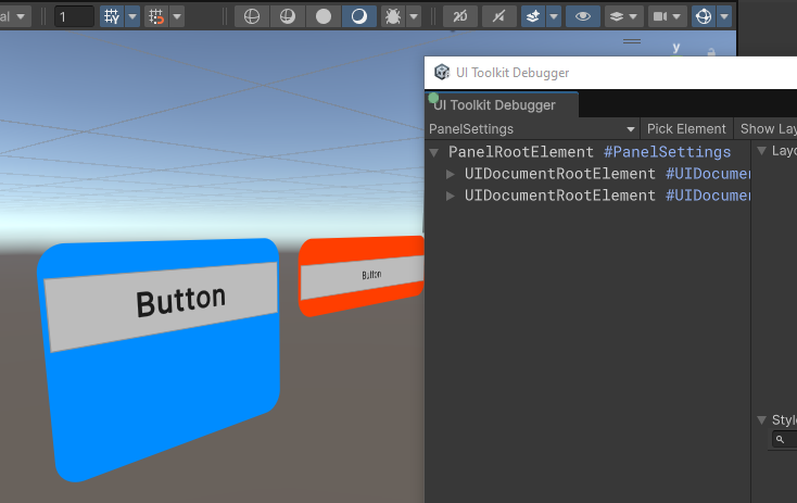 Two Panel Renderers connected to the same Panel Settings asset