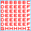 A tiled image example where the letters in the center and sides are tiled.