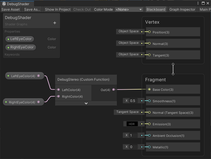 A custom function node in Shader Graph.