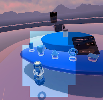 Example of foveated rendering. The tinted area shows the regions of the screen that Unity renders at lower resolution to use fewer GPU resources