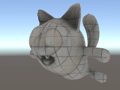 A cat-like character shaded with a grey grid.