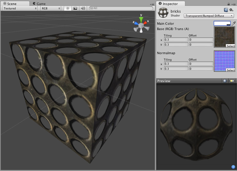 Transparent Bumped Diffuse shader.