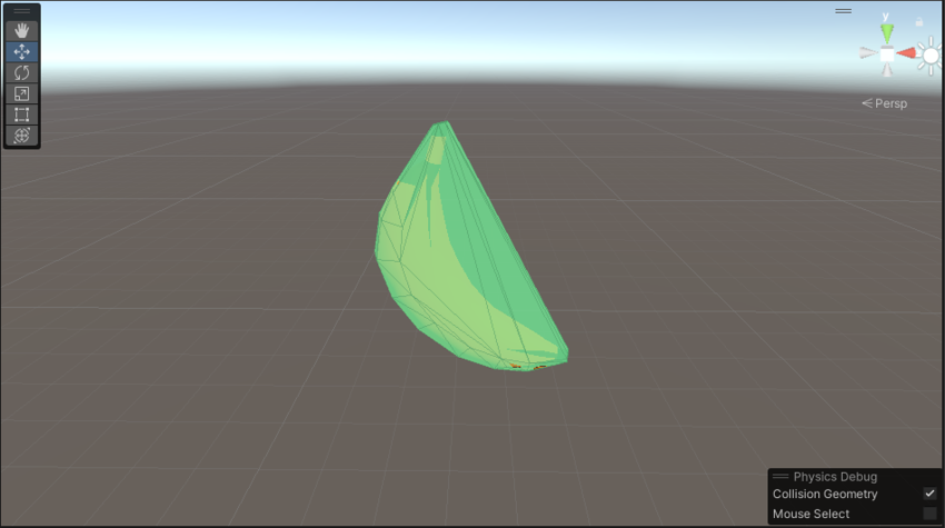 A convex Mesh collider on the same banana-shaped GameObject.