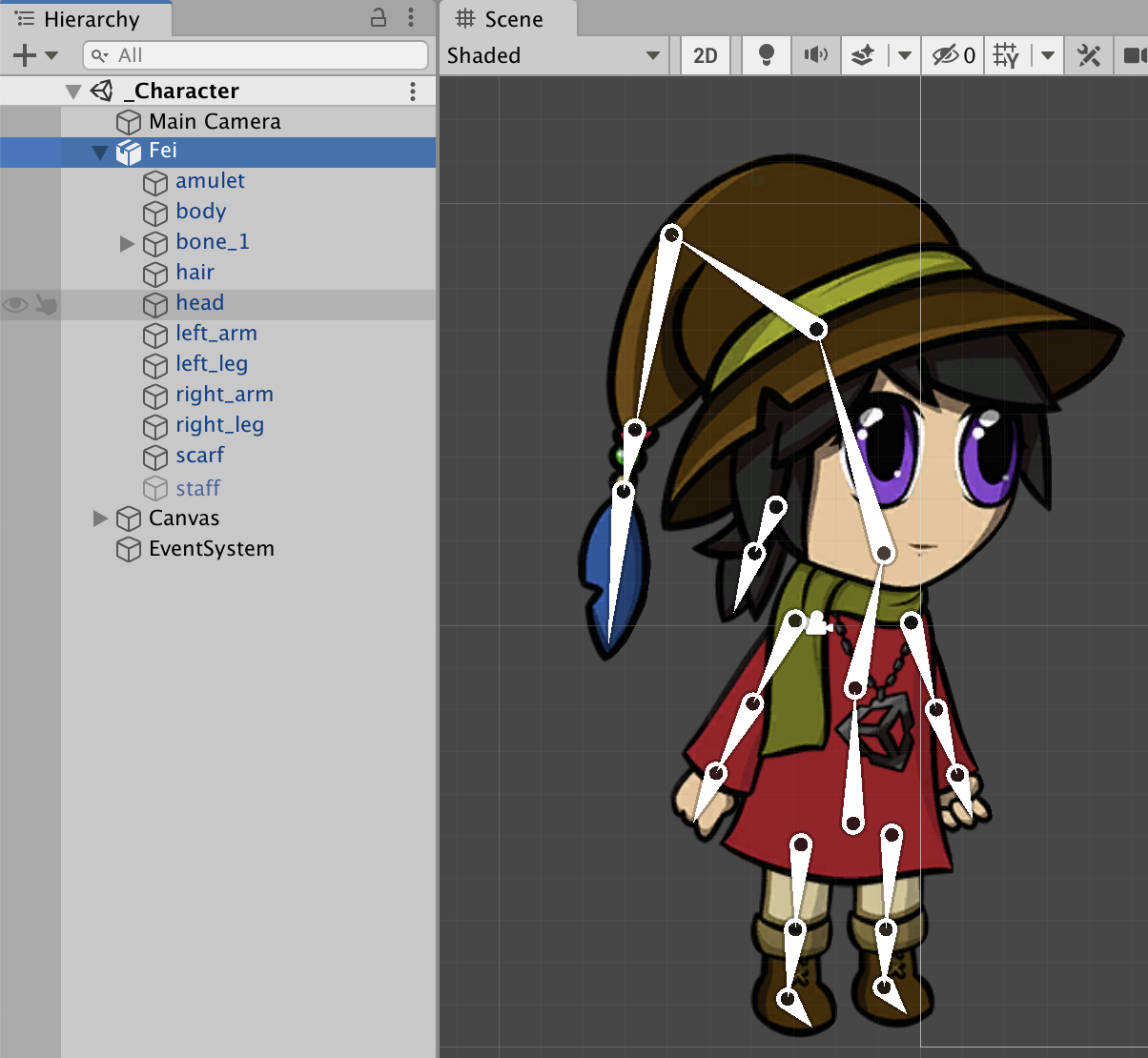 Rigging a character imported with the PSD Importer | 2D Animation 