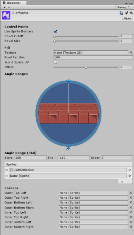 SpriteShape Profile window