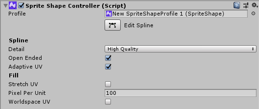 Default Sprite Shape Controller settings