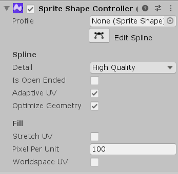 Sprite Shape Controller property settings