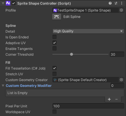 Sprite Shape Controller | 2D SpriteShape | 9.0.3